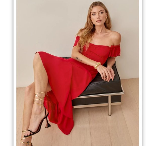 🆕 Reformation Butterfly Dress / Red / Size 4 / ✂🏷️ - Picture 4 of 4